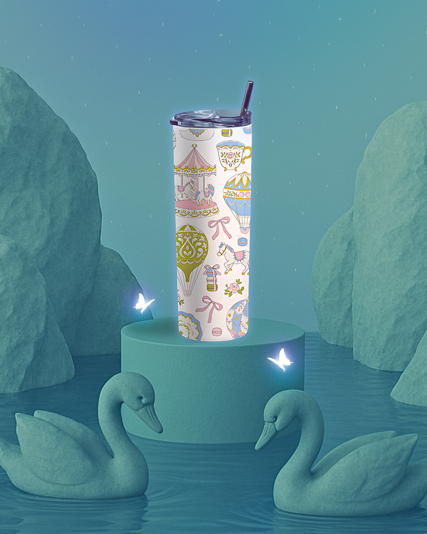 Eden & Seraph Stainless Steel Double Walled Insulated Tumbler with Splash Proof Lid & Metal Straw