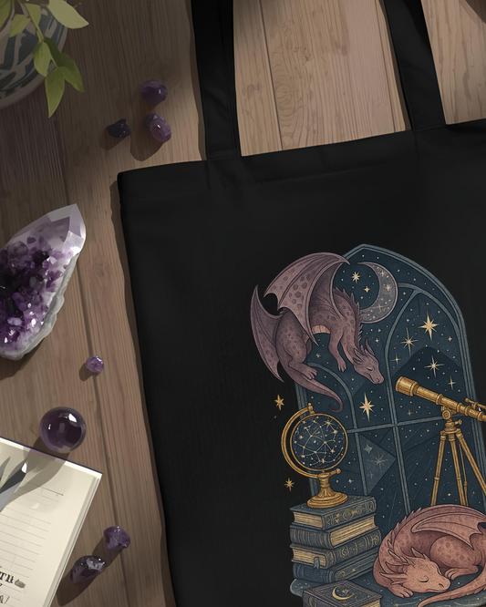 Eden and Seraph Printed Cotton Tote Bag with Zipper - Scales of Fortune