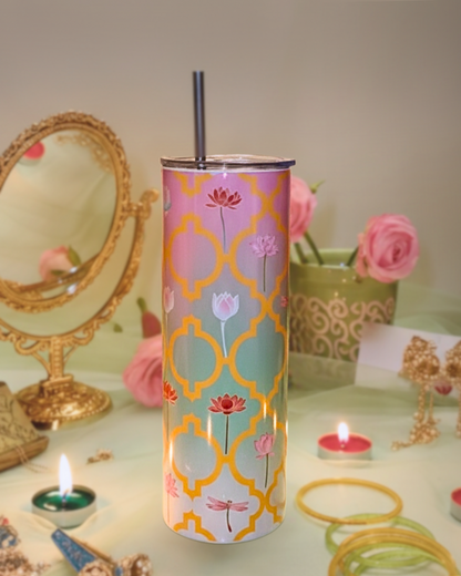 Eden & Seraph Stainless Steel Double Walled Insulated Tumbler with Splash Proof Lid & Metal Straw