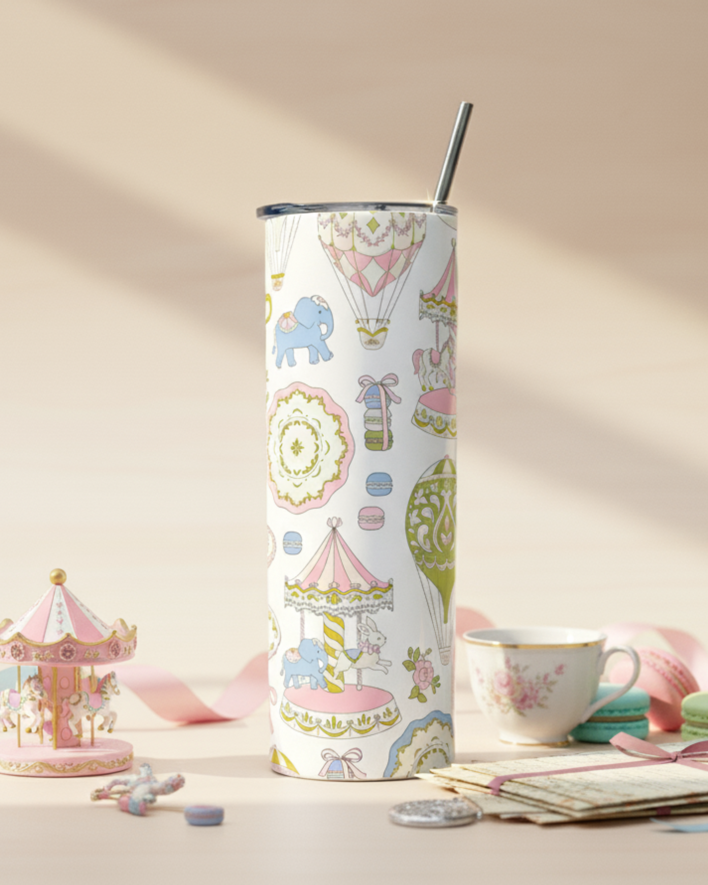 Eden & Seraph Stainless Steel Double Walled Insulated Tumbler with Splash Proof Lid & Metal Straw