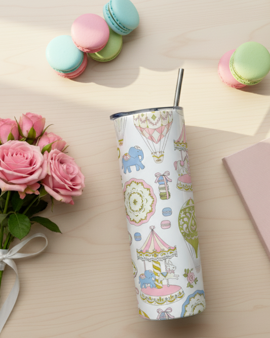 Eden & Seraph Stainless Steel Double Walled Insulated Tumbler with Splash Proof Lid & Metal Straw