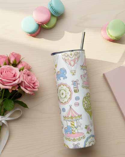 Eden & Seraph Stainless Steel Double Walled Insulated Tumbler with Splash Proof Lid & Metal Straw