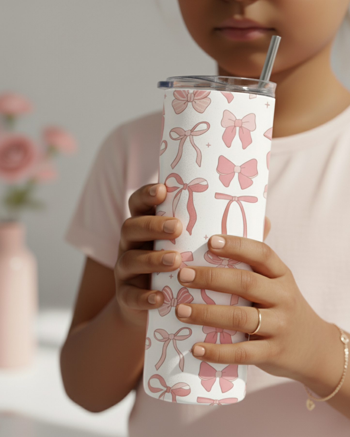 Eden & Seraph Stainless Steel Double Walled Insulated Tumbler with Splash Proof Lid & Metal Straw