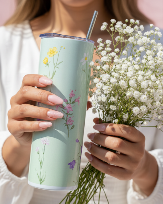 Eden & Seraph Stainless Steel Double Walled Insulated Tumbler with Splash Proof Lid & Metal Straw