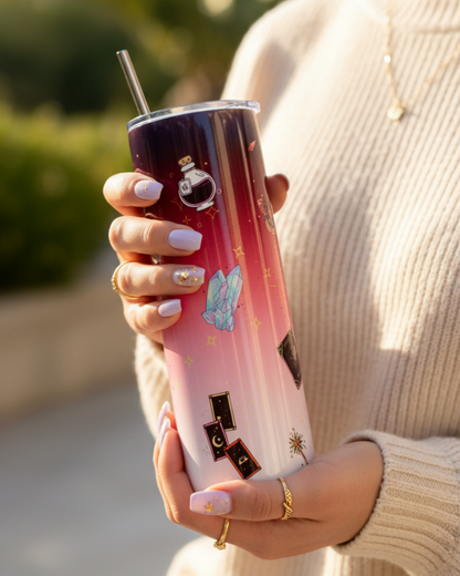 Eden & Seraph Stainless Steel Double Walled Insulated Tumbler with Splash Proof Lid and Metal Straw