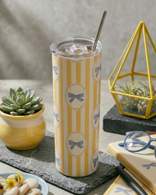 Sunbeam and Satin - Stainless Steel Tumbler with Spill-proof Lid and Metal Straw