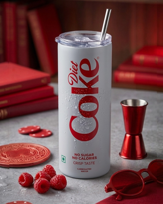 Eden and Seraph Stainless Steel Tumbler with Splash-proof Lid and Metal Stra~Diet Coke