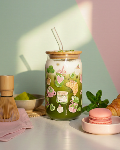 The Matcha Maker - Glass Tumbler with Lid and Straw