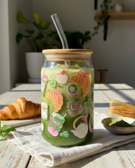 The Matcha Maker - Glass Tumbler with Lid and Straw