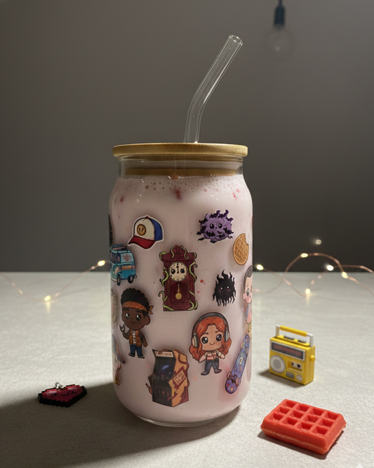 Upside Down - Glass Tumbler with Straw and Lid