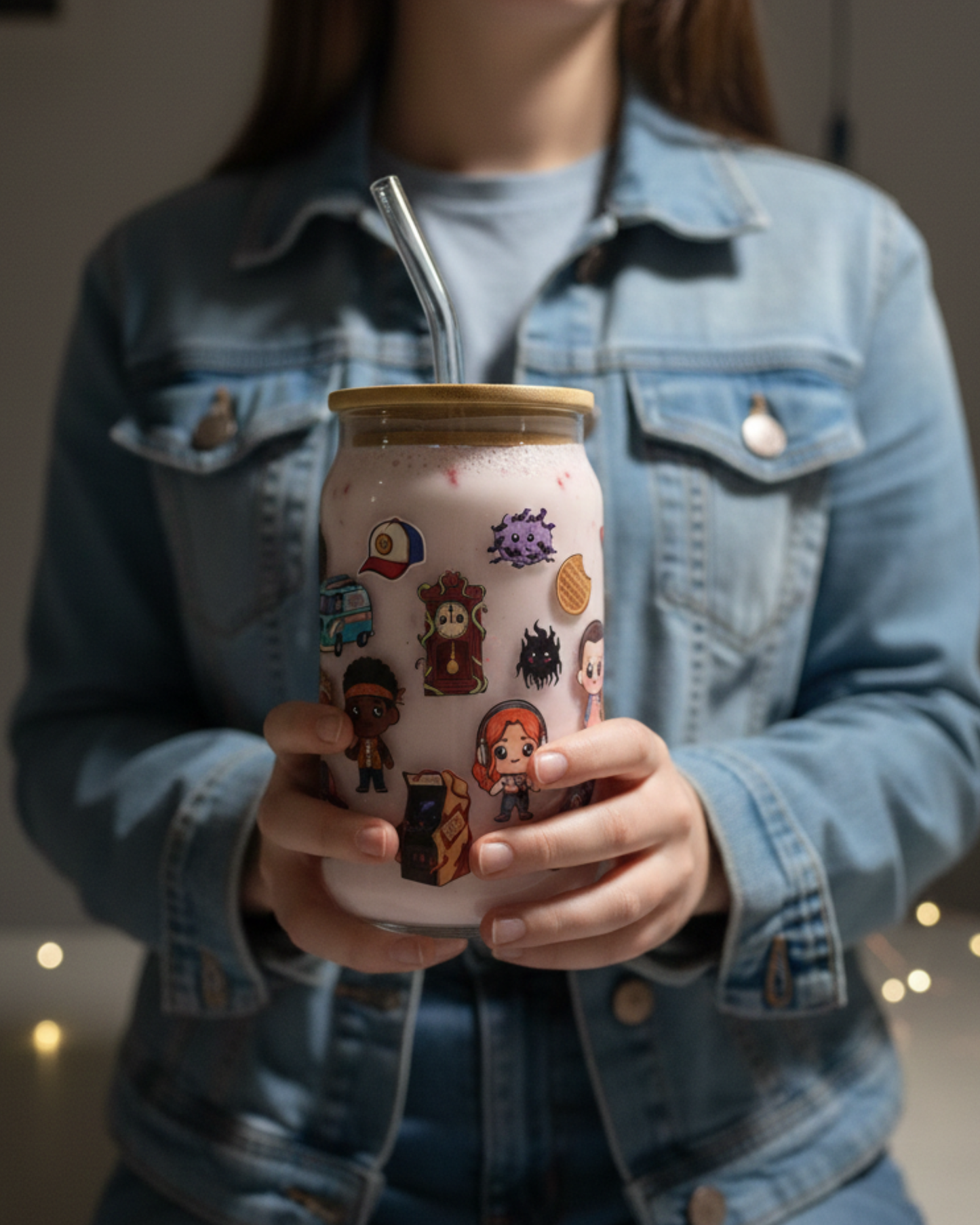 Upside Down - Glass Tumbler with Straw and Lid