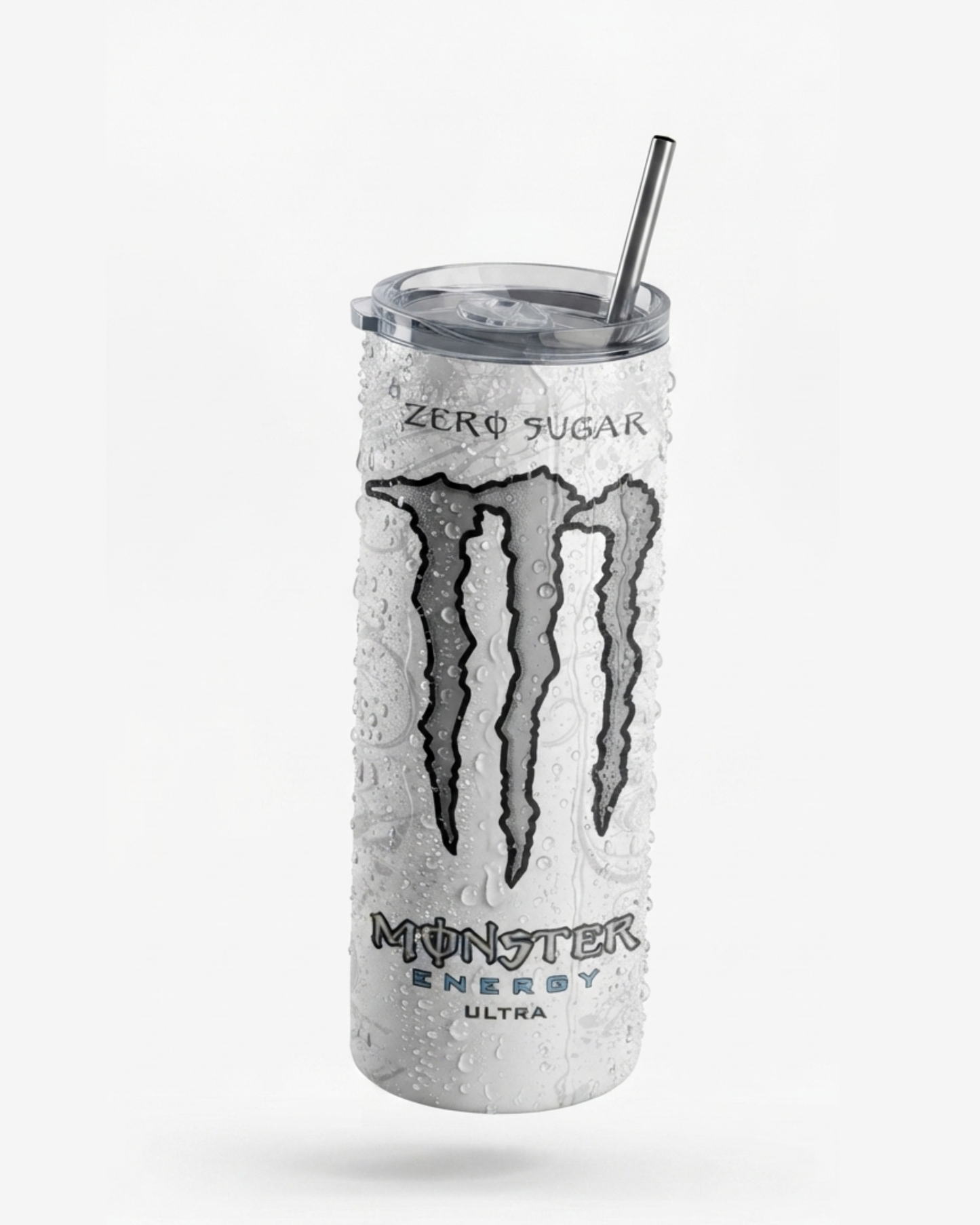 Eden and Seraph Stainless Steel Double Wall Insulated Tumbler with Spalsh-Proof Lid and Meta Straw- White Monster