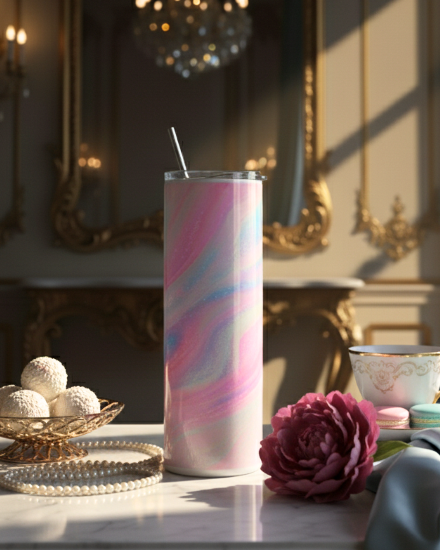 Eden & Seraph Stainless Steel Double Walled Insulated Tumbler with Splash Proof Lid & Metal Straw