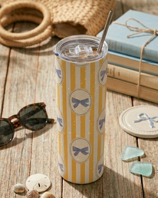 Sunbeam and Satin - Stainless Steel Tumbler with Spill-proof Lid and Metal Straw