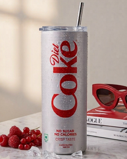 Eden and Seraph Stainless Steel Tumbler with Splash-proof Lid and Metal Stra~Diet Coke