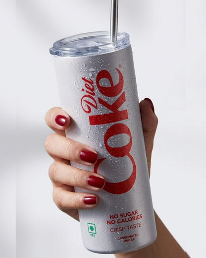 Eden and Seraph Stainless Steel Tumbler with Splash-proof Lid and Metal Stra~Diet Coke