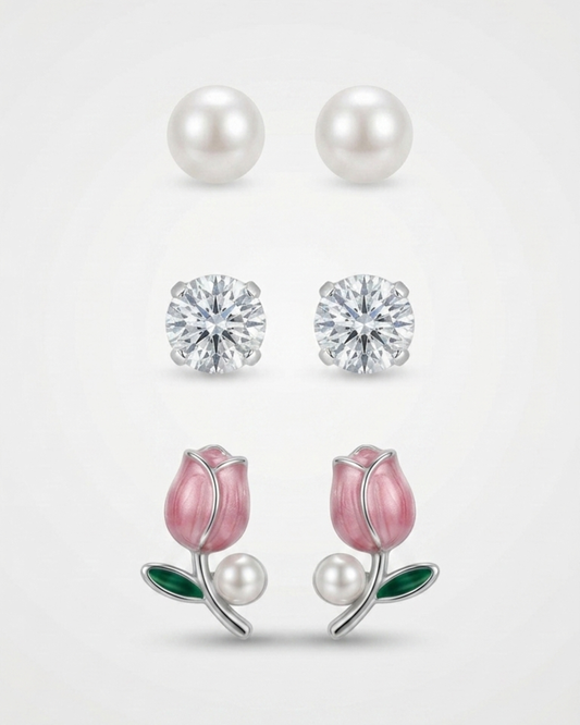 Tulip Bloom Earrings (Pack of 3)