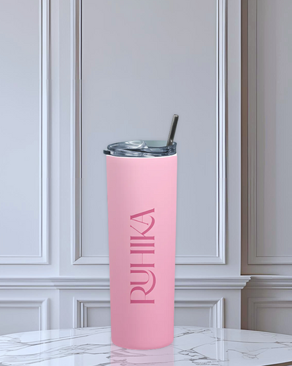 Build Your Own Tumbler - Customized Stainless Steel Insulated Drinkware with Splash-Proof Lid and Metal Straw