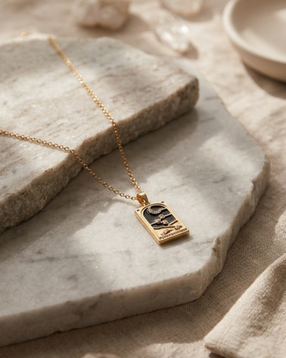 Knight of Cups Gold Plated Stainless Steel Enamel Pendant and Chain
