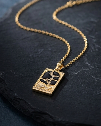 Knight of Cups Gold Plated Stainless Steel Enamel Pendant and Chain