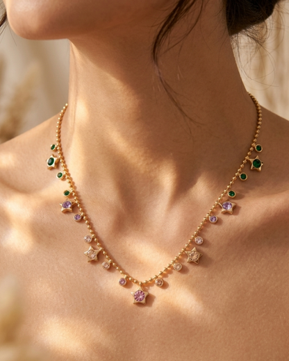 Stardust Spectrum Gold Plated Stainless Steel Necklace