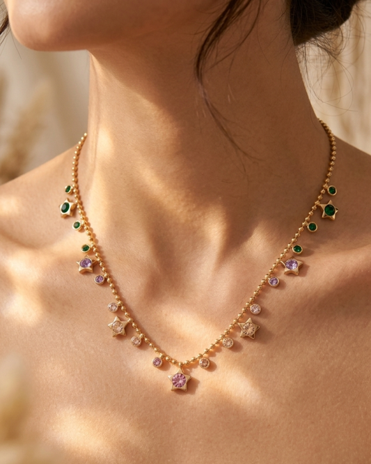 Stardust Spectrum Gold Plated Stainless Steel Necklace