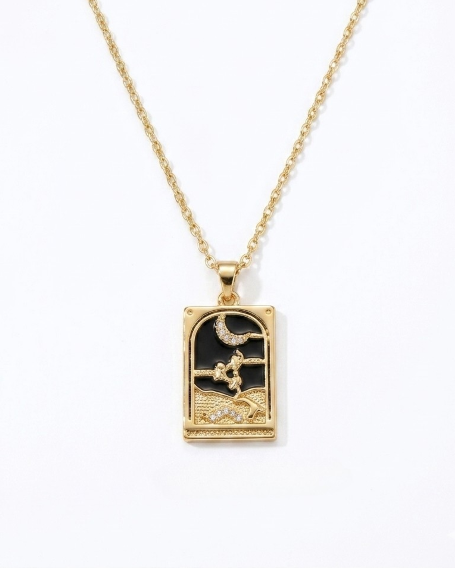Knight of Cups Gold Plated Stainless Steel Enamel Pendant and Chain