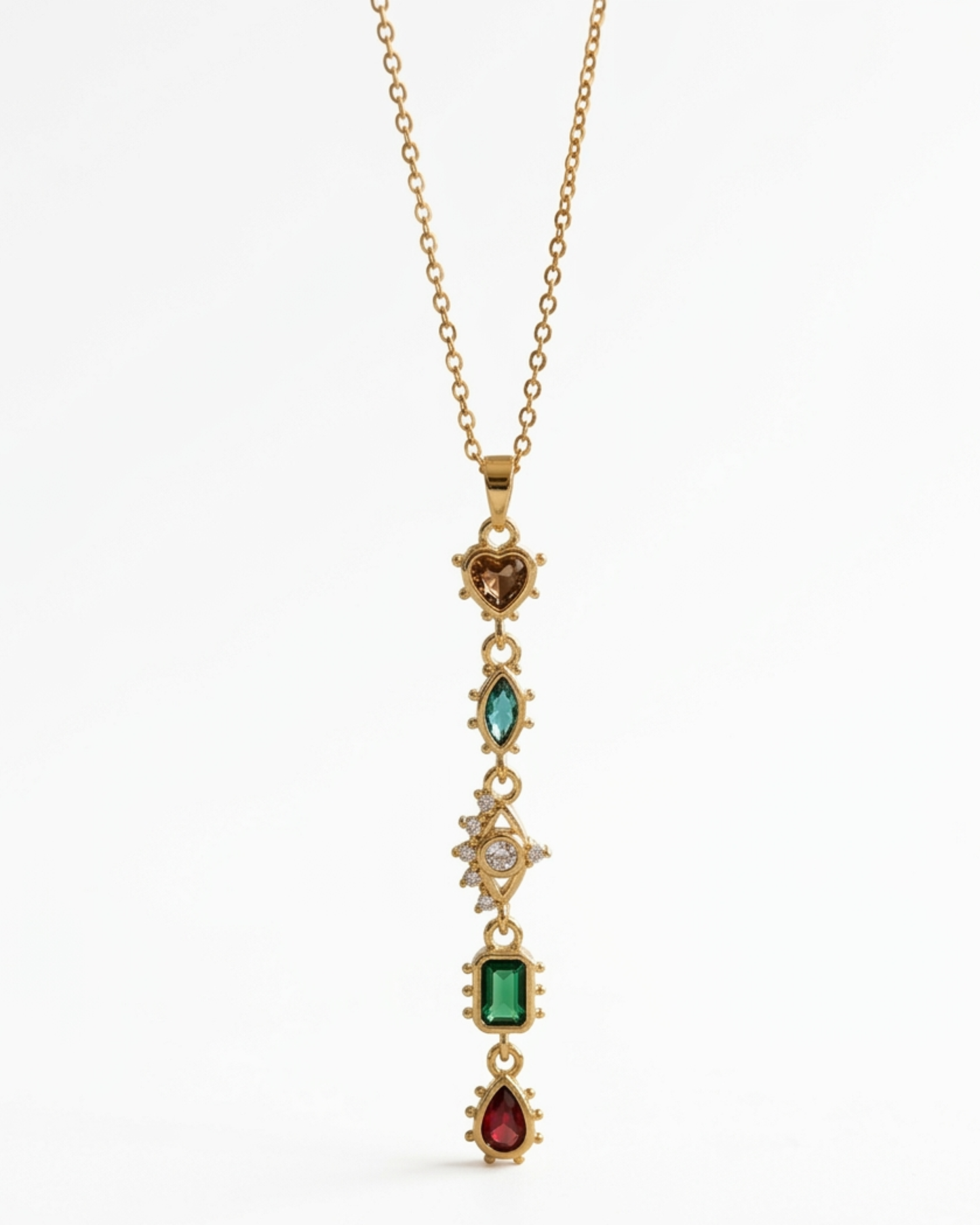 Cosmic Alignment Gold Plated Stainless Steel Vertical Tiered Drop Necklace