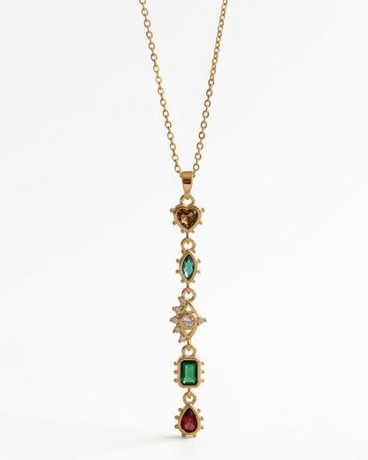 Cosmic Alignment Gold Plated Stainless Steel Vertical Tiered Drop Necklace