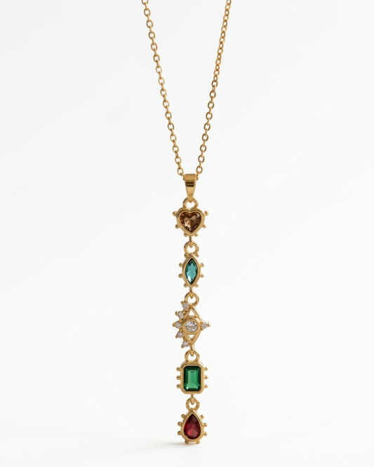 Cosmic Alignment Gold Plated Stainless Steel Vertical Tiered Drop Necklace