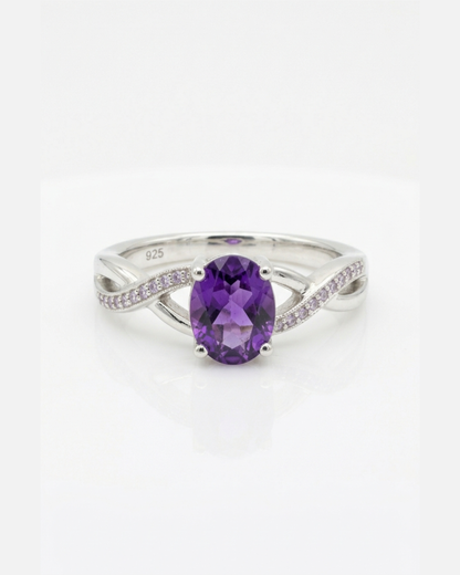 Whimsy- Amethyst and Sterling Silver Adjust Ring