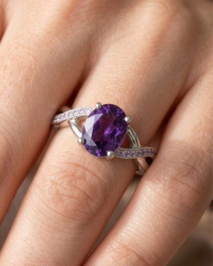 Whimsy- Amethyst and Sterling Silver Adjust Ring