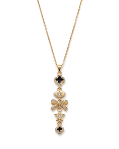 The Astraea Drop- Gold Plated Stainless Steel Multi-Charm Drop Necklace