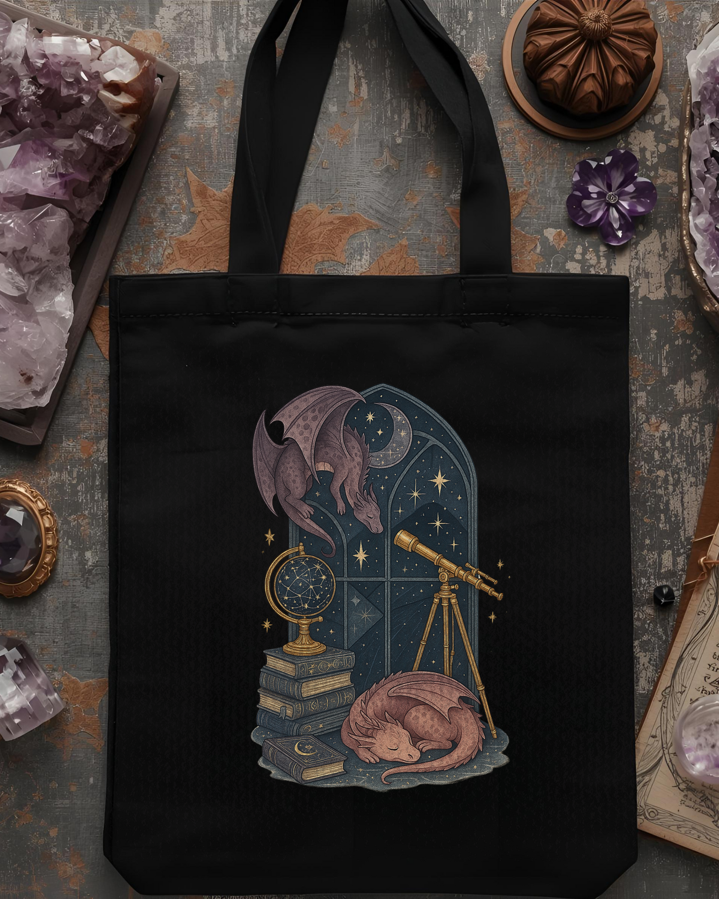 Eden and Seraph Printed Cotton Tote Bag with Zipper - Scales of Fortune