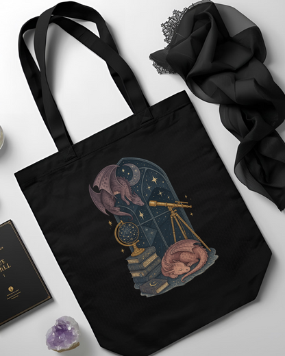 Eden and Seraph Printed Cotton Tote Bag with Zipper - Scales of Fortune