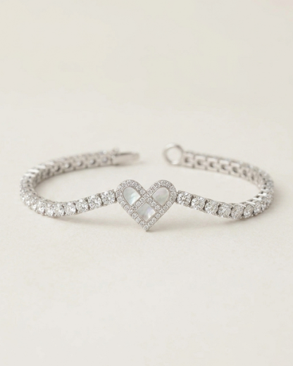Silver Heart Adjustable Tennis Bracelet