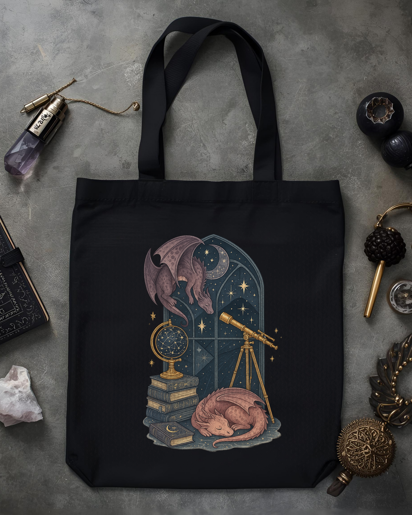 Eden and Seraph Printed Cotton Tote Bag with Zipper - Scales of Fortune