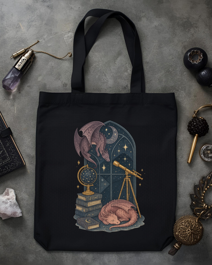 Eden and Seraph Printed Cotton Tote Bag with Zipper - Scales of Fortune