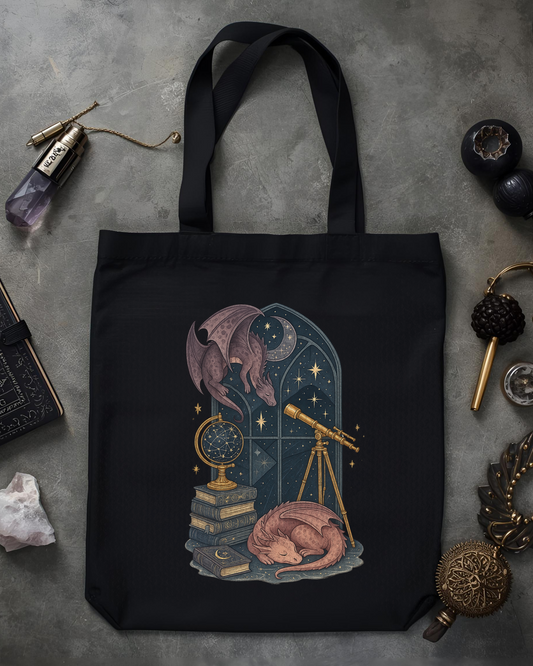 Eden and Seraph Printed Cotton Tote Bag with Zipper - Scales of Fortune