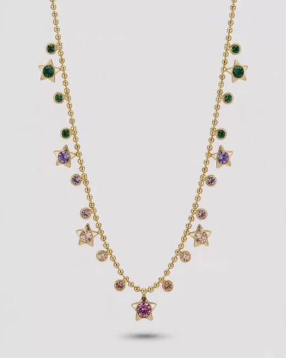Stardust Spectrum Gold Plated Stainless Steel Necklace