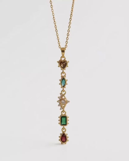 Cosmic Alignment Gold Plated Stainless Steel Vertical Tiered Drop Necklace