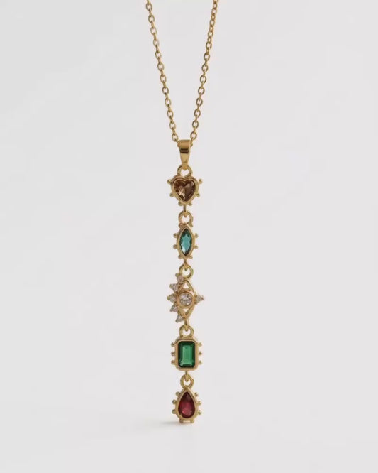 Cosmic Alignment Gold Plated Stainless Steel Vertical Tiered Drop Necklace
