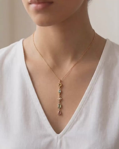 Cosmic Alignment Gold Plated Stainless Steel Vertical Tiered Drop Necklace